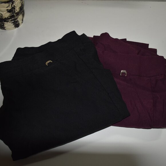 2 pairs of Rafaella Sateen Pants - Sz 18 - Black & Burgandy - Picture 1 of 10